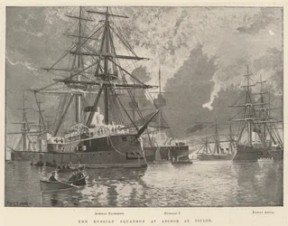 Das russische Geschwader vor Anker in Toulon